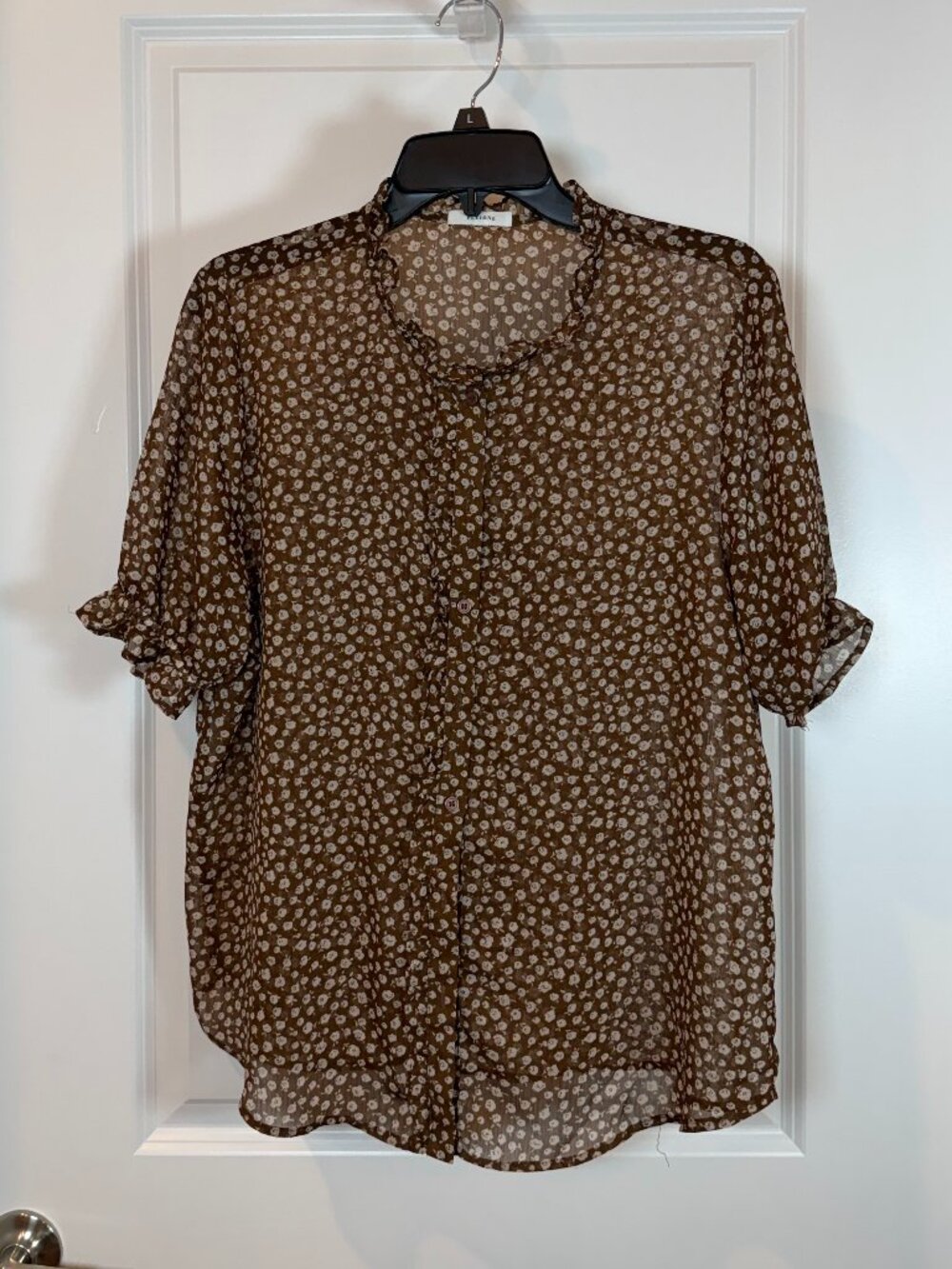 Brown Floral Button-up Blouse